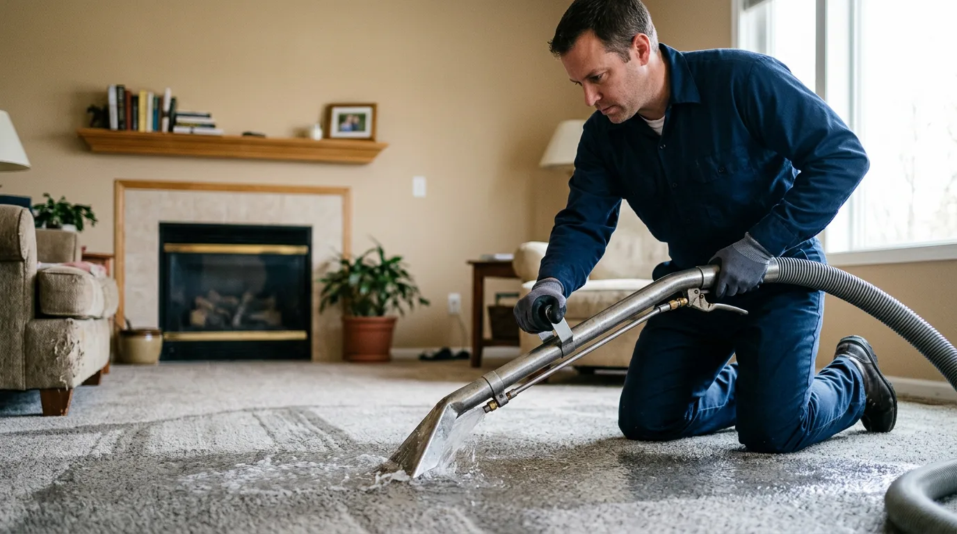 Water damage restoration technician working near Clifton, VA